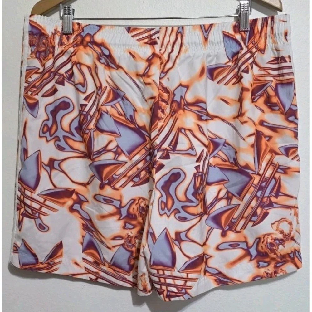 NWT ADIDAS ORIGINALS AOP 2XL PULL ON ALL DAY SWIM SHORTS Trunks Beach Neon Swirl